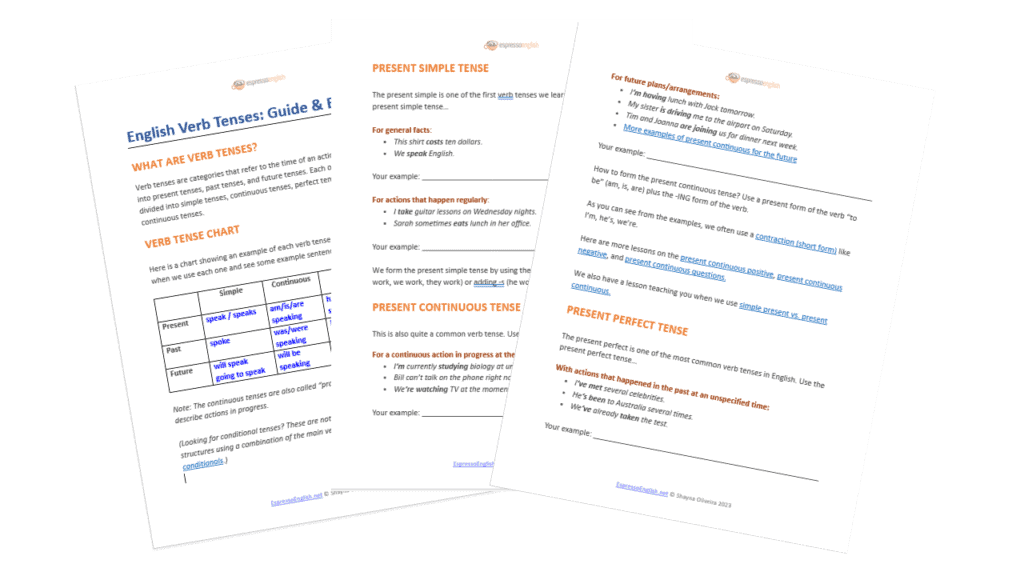 English Verb Tenses: Chart and Examples Espresso English