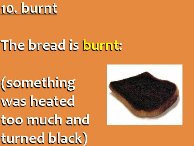 English Vocabulary with Pictures - Burnt