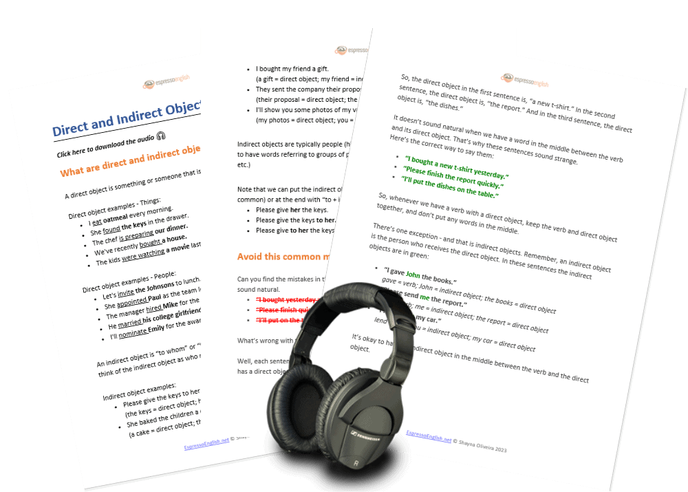 Direct and Indirect Objects PDF
