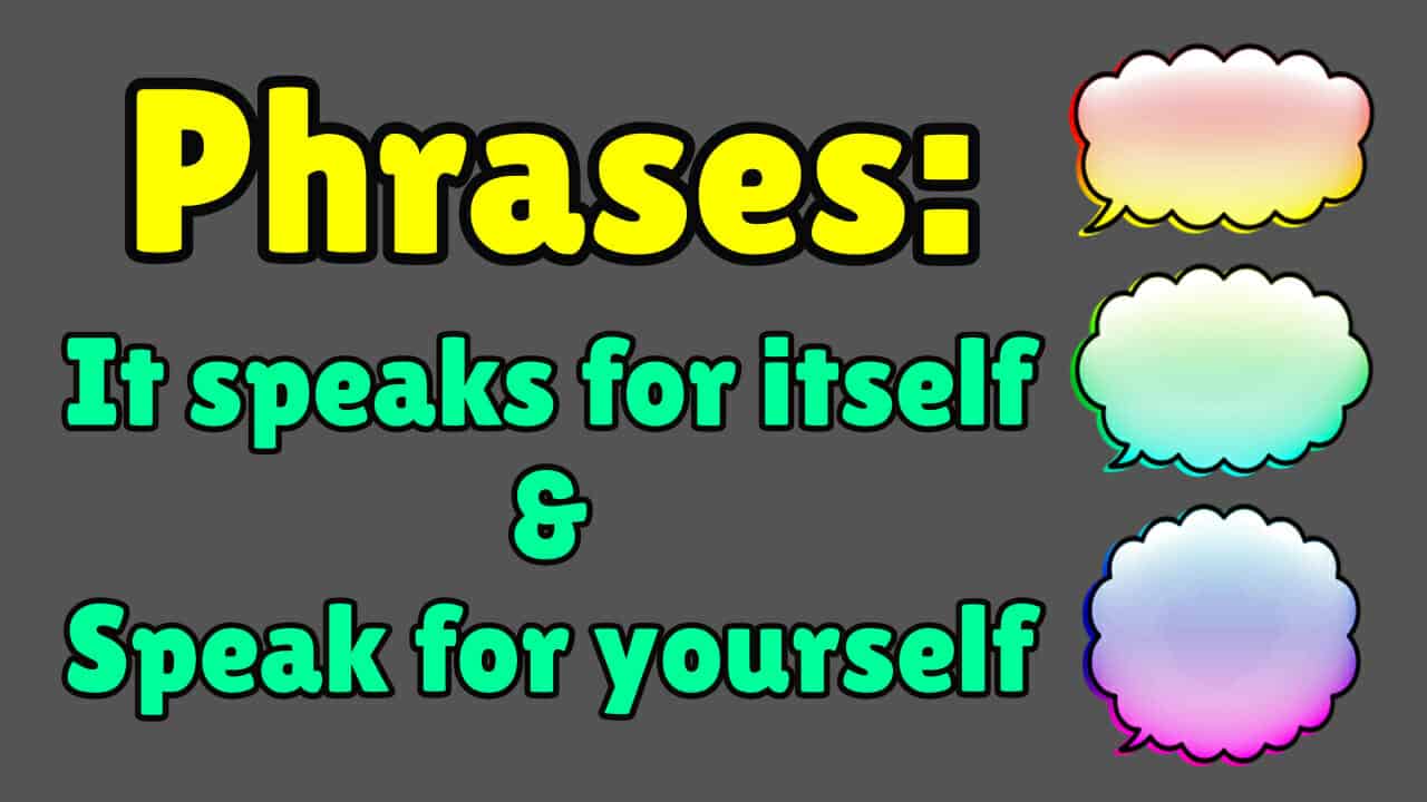 English phrases “It speaks for itself” & “Speak for yourself