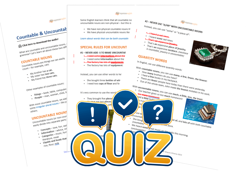 Countable and Uncountable Nouns Espresso English