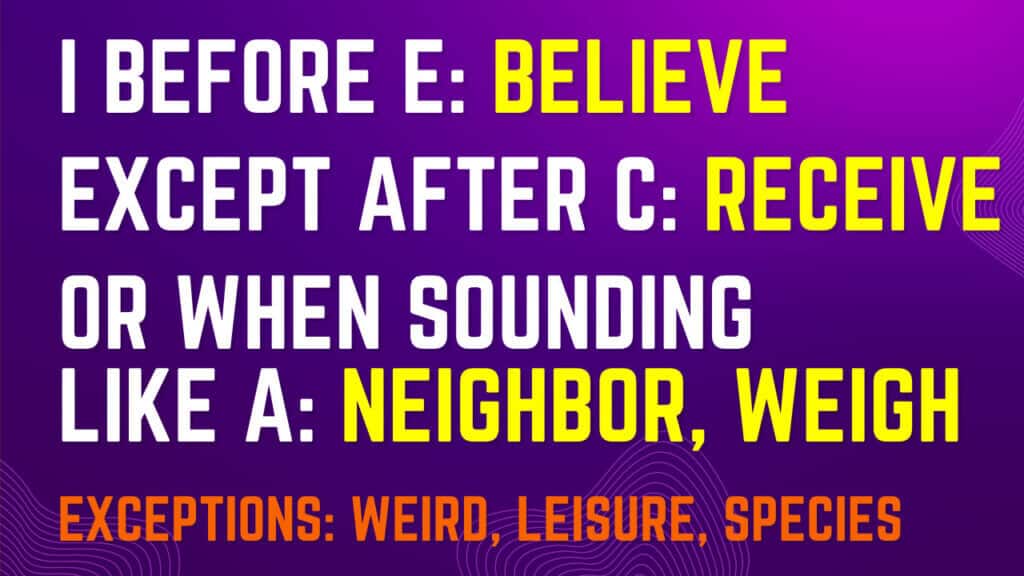 "I" before "E" except after "C" - Rule and Exceptions Espresso English