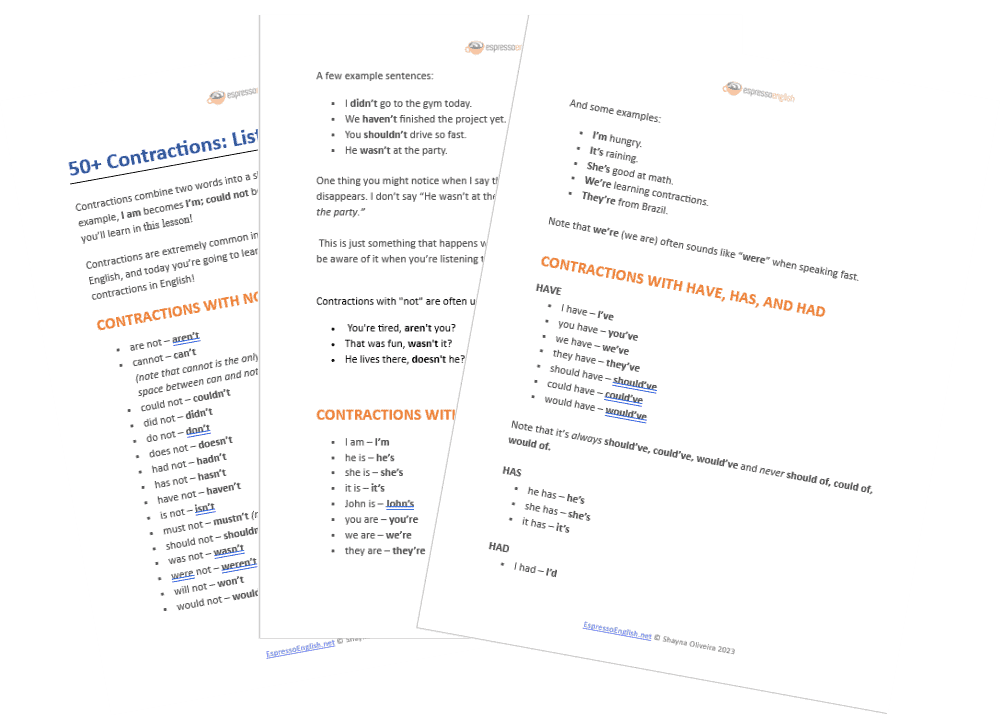 50+ Contractions in English: List & Examples Espresso English